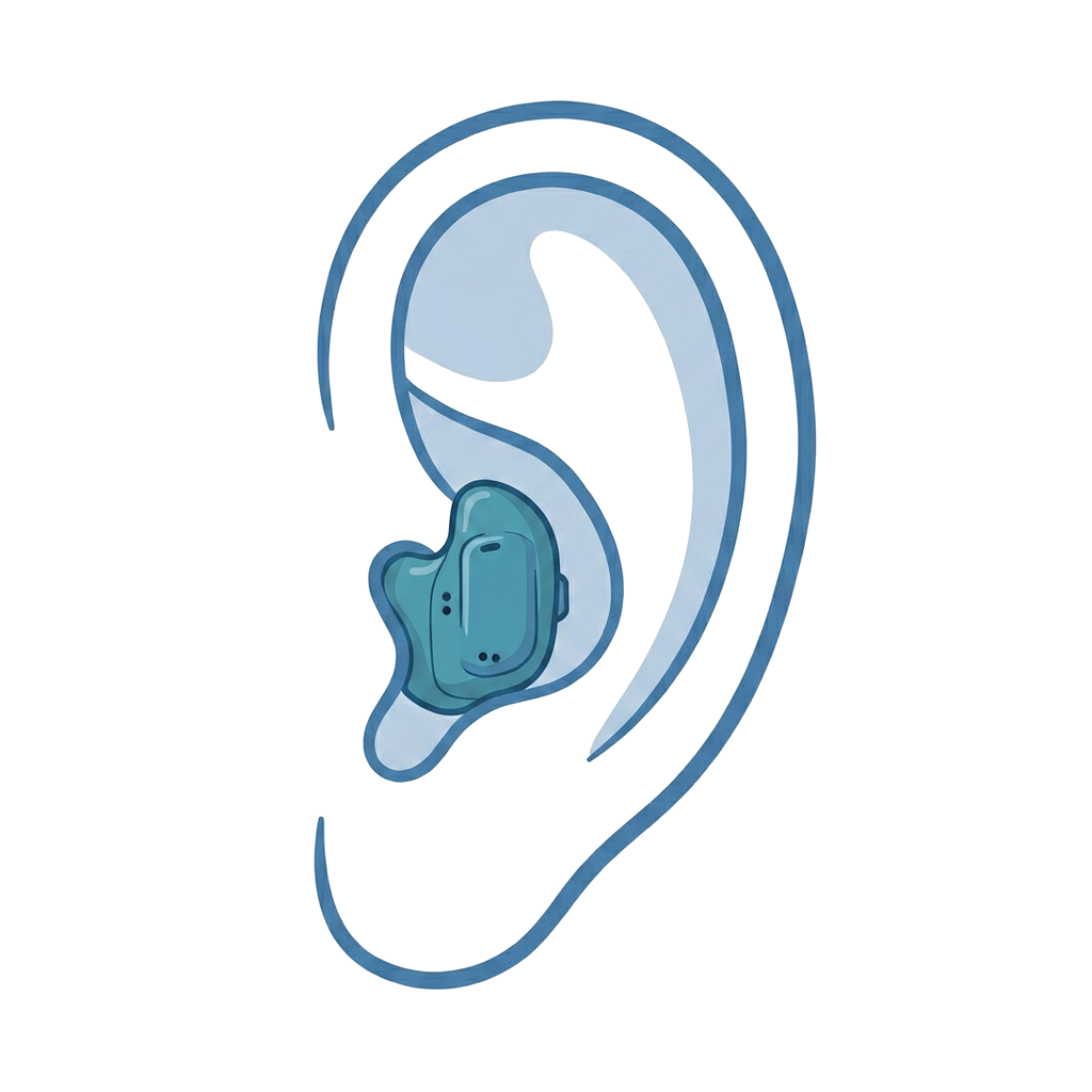 In the Canal (ITC) hearing aid illustration showing placement on the ear